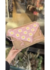 Pembe Çiçek Motif Örgü Bandana