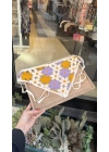 Mor Sarı Çiçek Motif Bandana