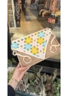 Mavi Sarı Çiçek Motif Bandana