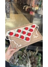 Beyaz Çilek Motif Örgü Bandana