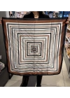 90x90 cm Kahve-Siyah Çizgi Detay Fular
