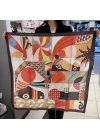 90x90 cm Turuncu-Kahve Karışık Desen Fular
