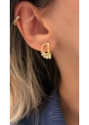 D Model Taşlı Gold Küpe