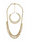 Damla Plaka Sallantılı Gold Kolye-Bileklik Set