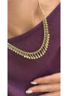 Damla Plaka Sallantılı Gold Kolye-Bileklik Set