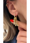 Gökkuşağı Charmlı Gold Küpe