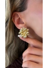 Gold Metal Çiçek Küpe