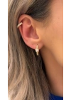 Halka Model Gold Yuvarlak Swarovski Taş Küpe