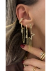 İki Sıra Taş İşleme Detay Ear Cuff