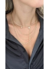 İnce Kare Form Gold Zincir Kolye (45cm)