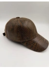 Kahverengi Deri Parlak Cap Şapka