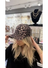 Kahverengi Leopar Desen Kep Şapka