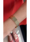 Kalın Plaka Gold Kadın Bileklik(19cm)