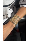 Kalın Plaka Model Gold Kadın Bileklik(17cm-uzatma dahil 19cm)