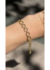 Kare Model Gold Kadın Bileklik(18cm-uzatma dahil 19cm)