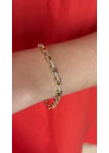 Kare Plaka Geçmeli Gold Kadın Kolye(18cm-uzatma dahil 19 cm)