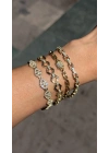 Kare Taş İşlemeli Gold Bileklik(18cm-uzatma dahil 19cm)