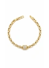 Kare Taş İşlemeli Gold Bileklik(18cm-uzatma dahil 19cm)