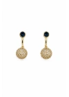 Lacivert Swarovski Taşlı Küpe
