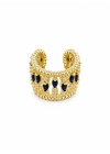 Lacivert Taşlı Gold Ear Cuff