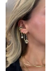 Lacivert Taşlı Gold Ear Cuff