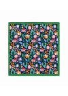 Lale Çiçek Desen Mavi-Yeşil Fular 50x50