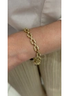 Lazer Çizik Detay Gold Bileklik (17cm-uzatma dahil 19cm)