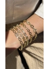 Lazer Çizik Detay Gold Bileklik (17cm-uzatma dahil 19cm)