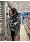 Leopar Desen Siyah-Gri Üçgen Şal