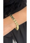 Marka Model Düz Kalın Gold Kadın Künye Model Bileklik(18cm-uzama dahil 19cm)