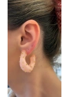 Marka Model Pembe Renk Gold Nokta Detay Küpe