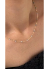 Mavi Boncuk Detay Gold Zincir Kolye(42cm-uzatma dahil 48cm)