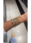Mavi Taş İşlemeli Toplu Bileklik(17cm-uzatma dahil 21cm )