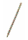 Mavi ve Pembe Swarovski Taş Bileklik (19cm- uzatma dahil 21cm)