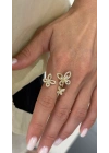 Özel Seri Kelebek Figür Taş Detay Yüzük