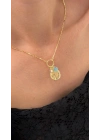 Plaka Detay Çubuk Zincir Gold Kadın Kolye (53cm-uzatma dahil 59 cm)