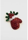 Pullu Yılbaşı Kırmızı Eldiven Broş