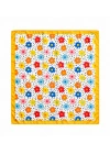 Sarı Kenar Puantiyeli Çiçek Desen Fular 50x50