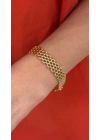 Sepet Model Gold Kalın Kadın Bileklik(18cm-uzatma dahil 19cm )