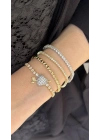 Swarovski Model Kalp Bileklik Asansörlü