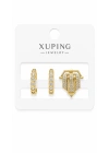 Tasarım Gold Üçlü Set Küpe