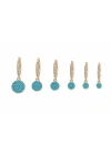 Turkuaz Taş İşleme 6lı Set Küpe