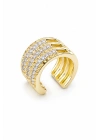 Üç Sıra Taş İşleme Detay Gold Ear Cuff