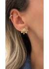 Yarım Nilüfer Model Gold Kadın Küpe