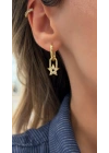 Yıldız Charm Sallantılı Gold Kadın Küpe