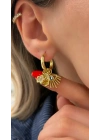 Göz Charmlı Sallantılı Gold Küpe