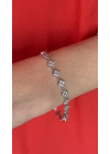 Yonca Model Gümüş Taşlı Kadın Bileklik(18cm-uzatma dahil 19 cm)