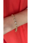 Yonca Model Taşlı Gold Kadın Bileklik (18cm-uzatma dahil 19 cm)