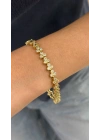 Yuvarlak Taşlı Gold Kadın Bileklik