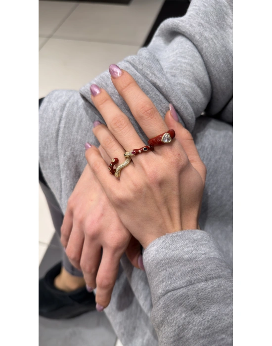 Bordo Sarmal Mineli Yüzük